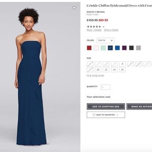 David’s Bridal Crinkle Chiffon Bridesmaid Dress wi